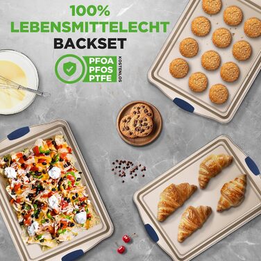 Набір форм для випічки NutriChef 6 шт. – дека для випічки, форма для мафінів, кексова форма з антипригарним покриттям, термостійка до 230°C, складна з силіконовими ручками з вуглецевої сталі – ідеально підходить для тортів, хліба та мафінів