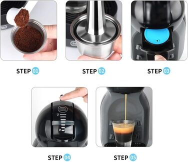 Багаторазова капсула з нержавіючої сталі i Cafilas для кавомашин Dolce Gusto, набір 2 шт., ложка та щітка для чищення, екологічна