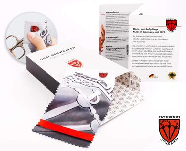 Набір для манікюру DREI SCHWERTER 'Sanremo' - Німецька якість | Преміум-набір для манікюру в чорному еко-шкіряному етиуі | Вміст: ножиці для нігтів, ножиці для кутикули, щипчики для нігтів, пінцет, напільничок з сапфіру та інше! (Імітація букета - Когняк)