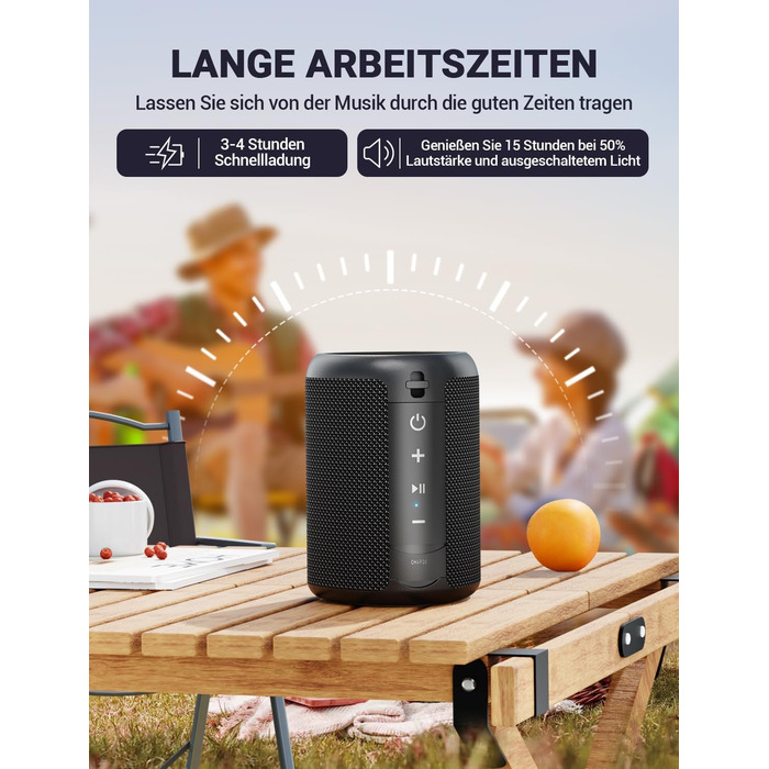 Портативна Bluetooth колонка UOHHBOE з RGB підсвічуванням, 15W, TWS, водонепроникна IPX5, AUX, TF картка, 15 годин роботи