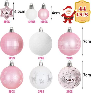 44 штуки новорічних кулі для прикраси ялинки. Декоративні кулі для ялинки, новорічні прикраси