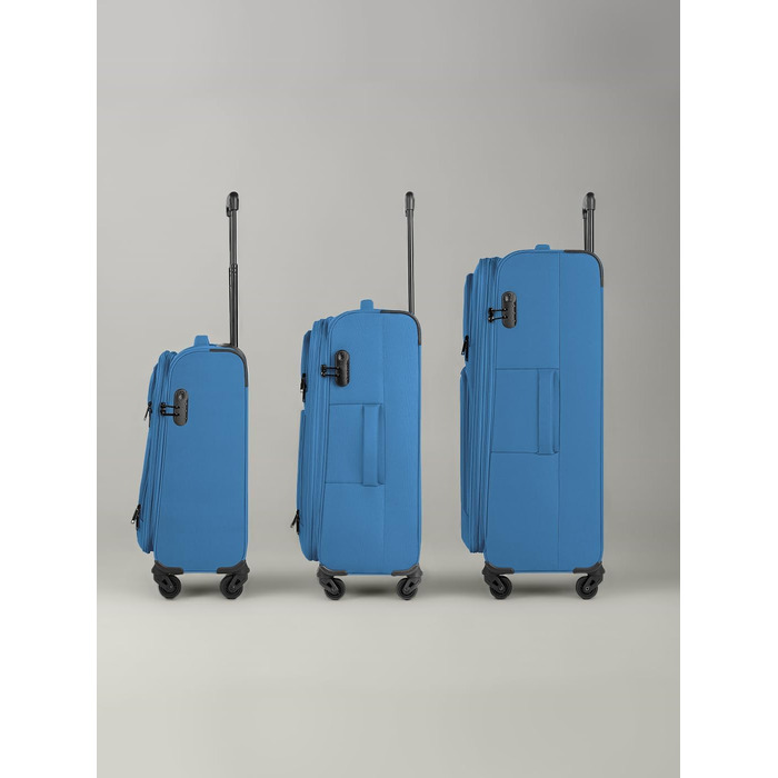 Набір валізак Smartbox 3-в-1 для жінок та чоловіків | Легкі та міцні валізи-ролери, якісний softcase, 4 колеса та кодовий замок | Розширювані валізи (Edition 04) Slate-blue