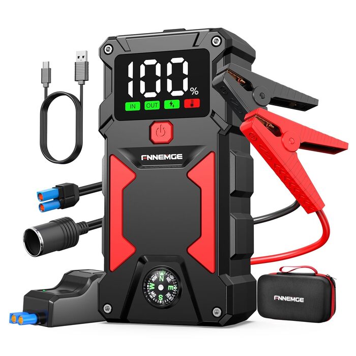 Powerbank Starthilfe 6000A 26800mAh: Зарядний пристрій для автомобіля, 12V, 26800mAh, USB Quick Charge 3.0, LED ліхтар, EC-5 вихід