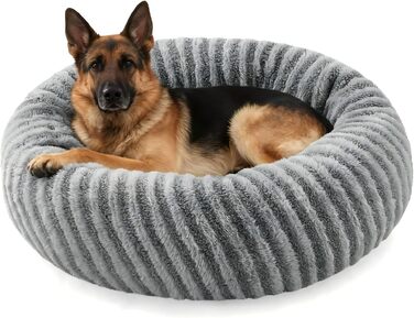 Кругле ліжко для собак середніх порід та котів, сірого кольору, 91x91x25 см, з м'якою наповнювачем та антиковзким дном