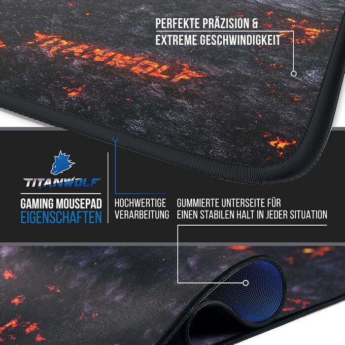 Килимок для миші TITANWOLF Lava 900x400 мм - XXL, великий, покращена точність та швидкість