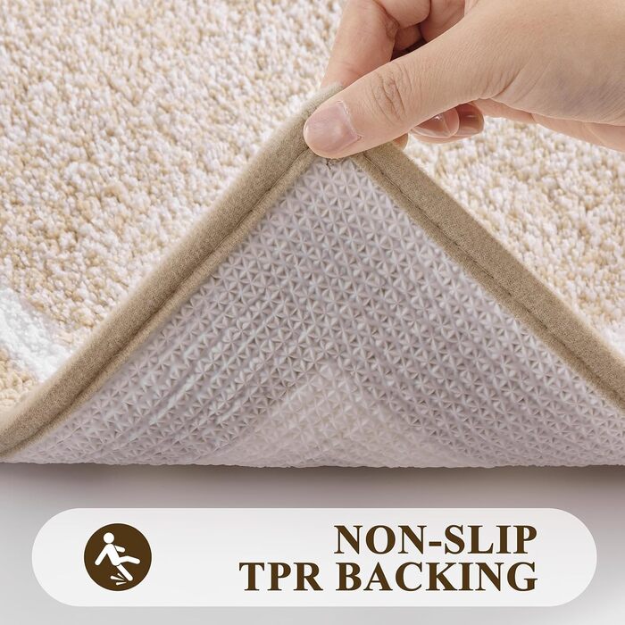Килимок для ванної кімнати SHACOS: неслизький, м'який, швидковисихаючий, 50x80 см, бежевий