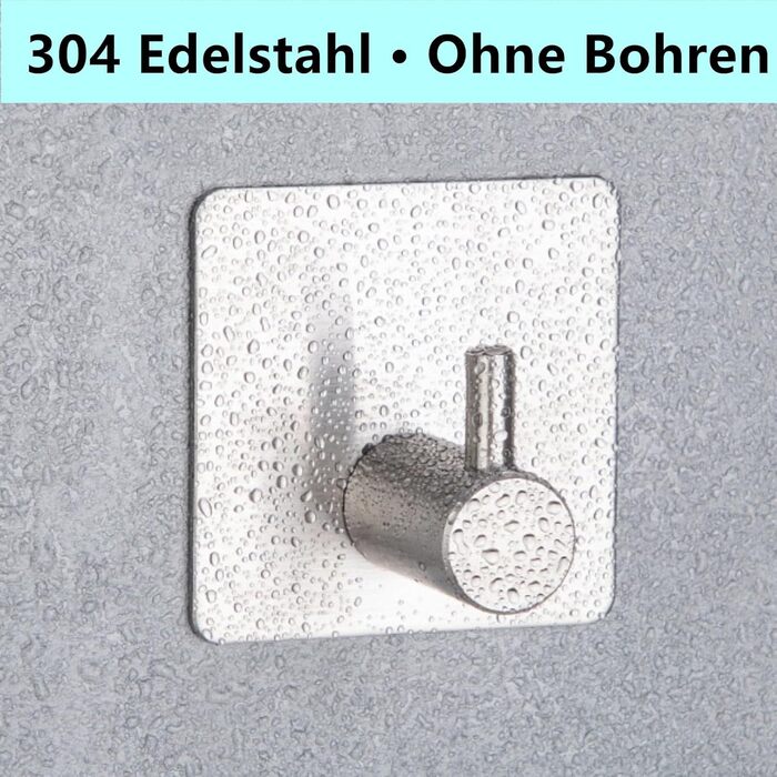 Набір гачків для рушників 6 шт. самоклеючі, з нержавіючої сталі, без свердління, для ванної, туалету, кухні, офісу (сріблясті)