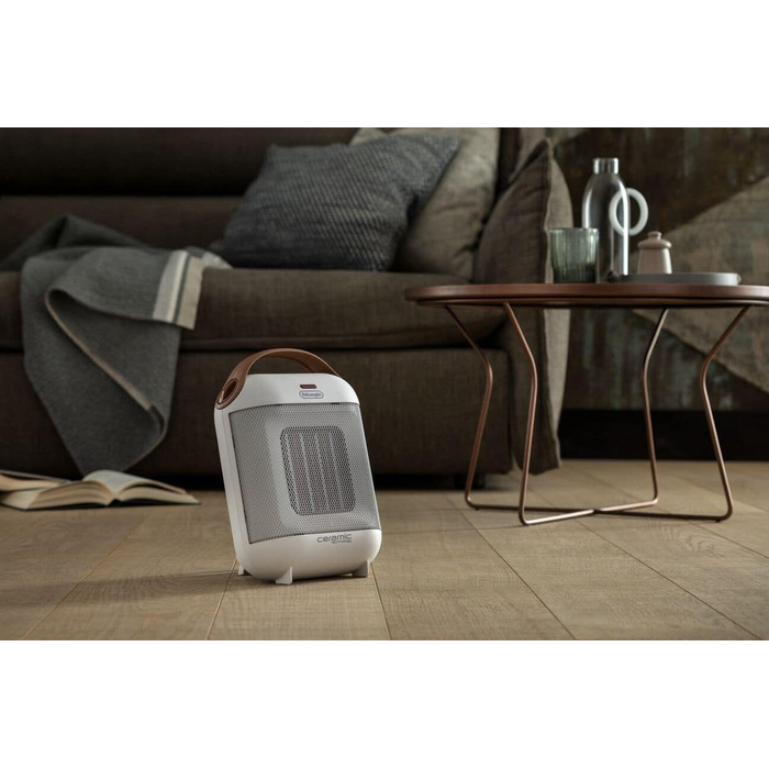 Обігрівач De'Longhi HFX30C18.IW: керамічний, мобільний, 1800 Вт, 2 режими, антифриз, до 55 м², білий