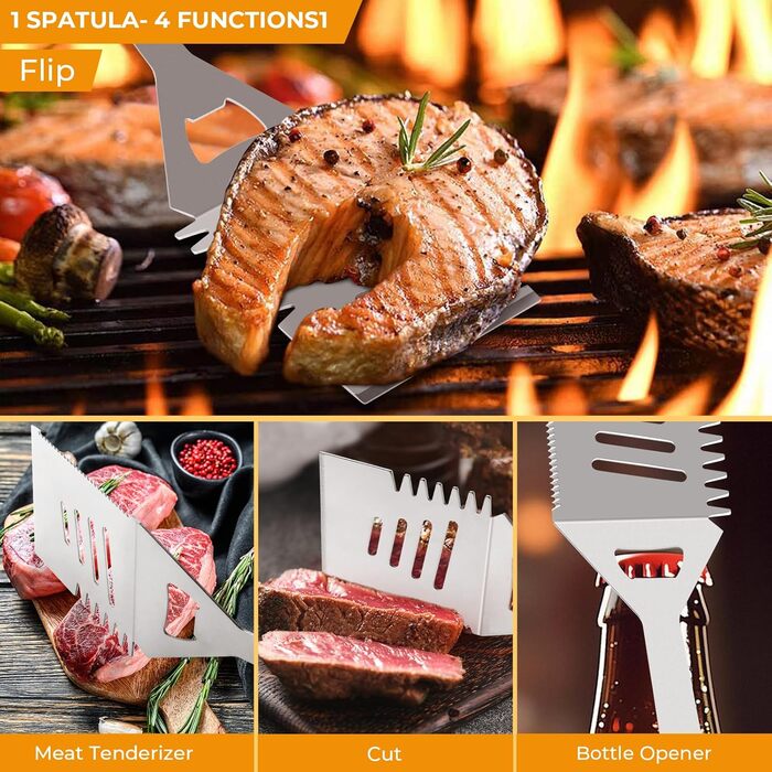 Набір гриль-посуду, нержавіюча сталь, професійний інструмент для гриля, ідеальний подарунок для чоловіків (15 предметів)