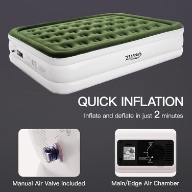 Надувний матрац для 2 осіб 203x152x40 см з електричним насосом, самонадувний, для дому
