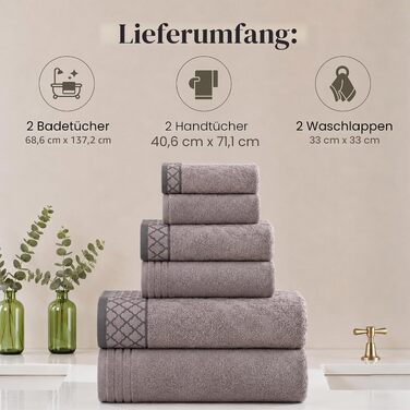 Набір рушників Pacific Coast Textilien Damast Jacquard з бордюром, 100% бавовна, сірі, 8 шт.