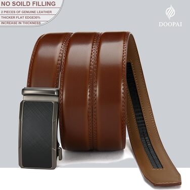Чоловічий шкіряний ремінь DOOPAI з автоматичною застібкою, 35 мм, регульований розмір, без отворів, білий/коричневий (105-115 см)