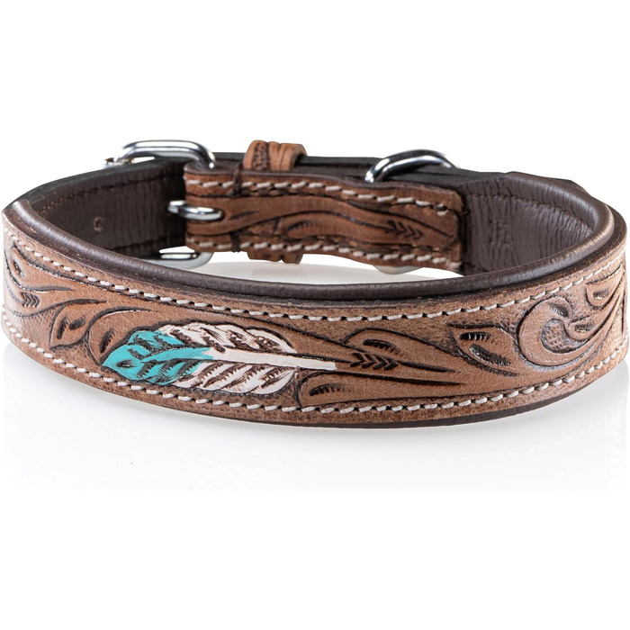 Стильний шкіряний нашийник для собак Джек Рассел, ручної роботи, з м'якою підкладкою, XL (46-58 см)