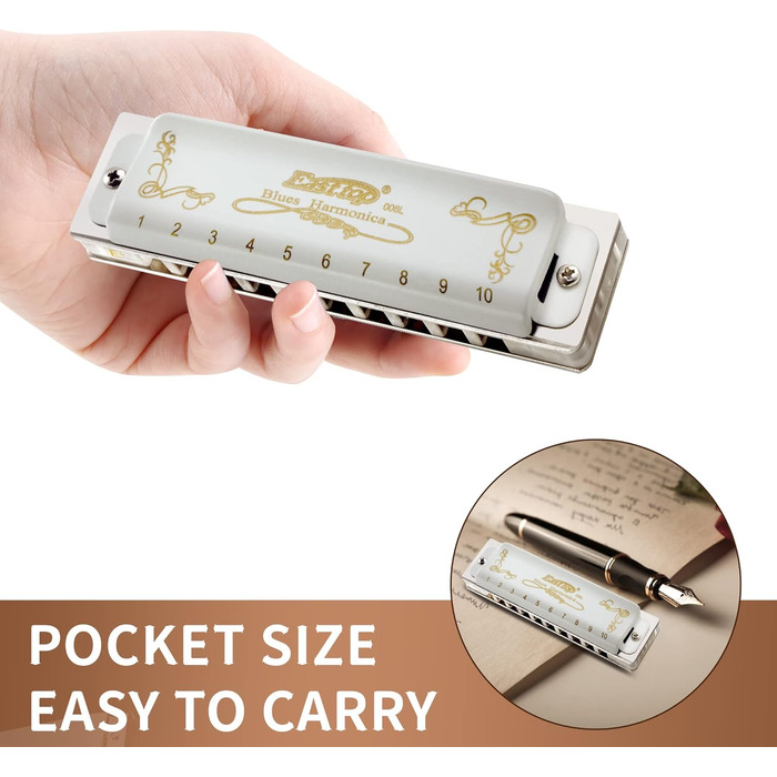 Губна гармошка East Top Diatonische Blues Harmonica C Key T008L - 10 отворів для професійних музикантів, початківців та дітей