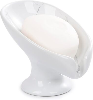 Керамічна мильниця Umlaca, мильниця для душу, підставка для мила, самозливна, листяна форма, вінтаж, для кухні, ванної кімнати, душа, білий мармур, сірий мармур