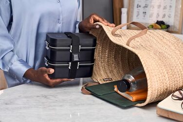 Вакуумний ланч-бокс Zwilling Fresh & Save з набором сталевих столових приборів, ударостійкий, чорний