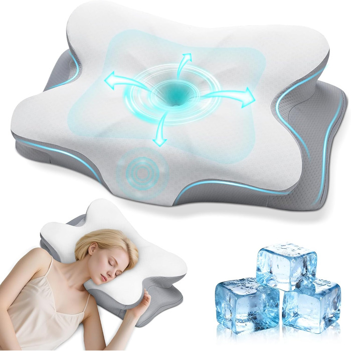 Подушка для шиї з Memory Foam - Ортопедична подушка для сну, бічних, спинних та тих, хто спить на животі. Підтримка шиї.