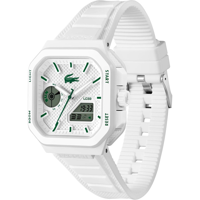 Годинник Lacoste LC33 Square силіконовий ремінець, кварцовий, блакитний/зелений/білий