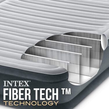 Надувний матрац Intex 67766 Dura-Beam Comfort Plush, односпальний, з вбудованим електронасосом, PVC, 99x191x33 см, багатокольоровий