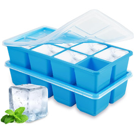 Форми для льоду JRISBO з кришкою, 2 шт., XL, 4,5 см, BPA-Free, силікон, великі кубики льоду для коктейлів, віскі, кави