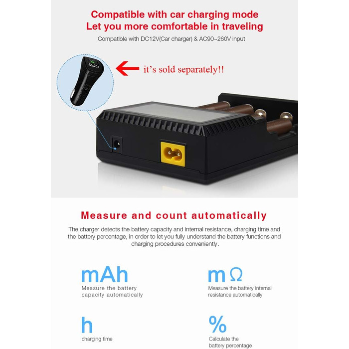 Зарядний пристрій LGIDTECH C4 MiBOXER для акумуляторів 18650 з автозарядкою та LCD дисплеєм (AA, AAA, C, 26650, 16340, 18500, 18350, 17670, RCR123, Li-ion, IMR, INR, ICR, NI-MH, NI-Cd, LiFePO4)