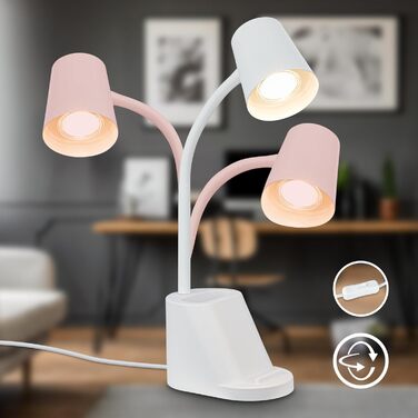 LED настільна лампа BRILONER з торшетом, чорна, 38,5 см, сенсорне керування, поворотна, з можливістю заміни лампочки