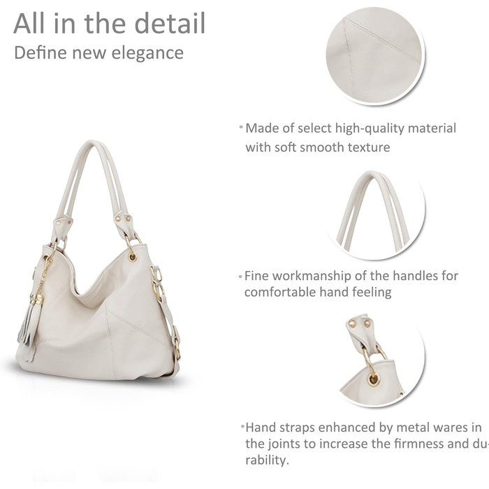 Сумка жіноча NICOLE & DORIS бежевого кольору, шкіряна сумка-шопер великої місткості з китицею