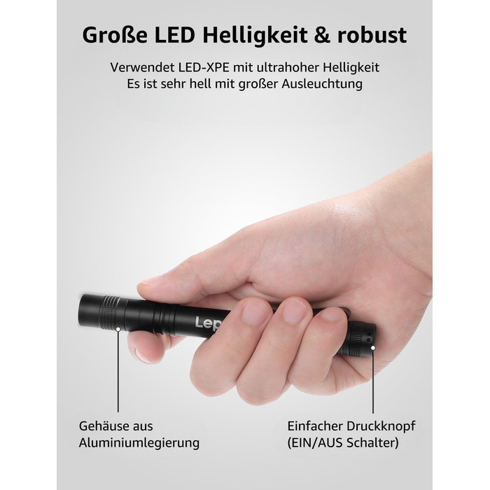 Ліхтарик LED Mini IPX4 Водостійкий, 3 режими, стік-ліхтарик для інспекції, роботи, ремонту (2 шт.), чорний