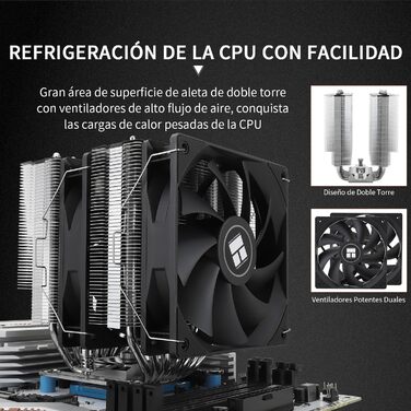 Thermalright Phantom Spirit 120 SE: Повітряний кулер для CPU з 7 heatpipes, 120mm вентилятором, технологією AGHP 4.0 та S-FDB підшипником. Сумісний з AMD AM4/AM5 та Intel 1700/1150/1151/1200 сокетами.