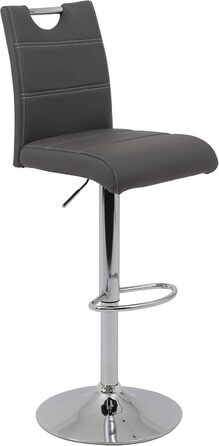 Hela Miranda Bar Stools - 2 Pack, Adjustable Height, 360° Swivel, Grey Faux Leather - Bistro Chairs