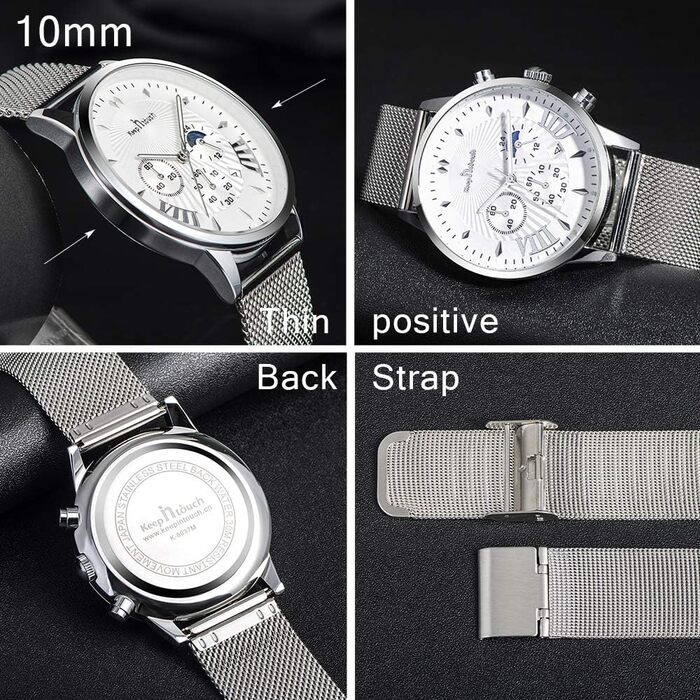Чоловічий годинник Mode Herren Uhren: водонепроникний аналоговий кварцовий годинник з нержавіючої сталі та сітчатим ремінцем