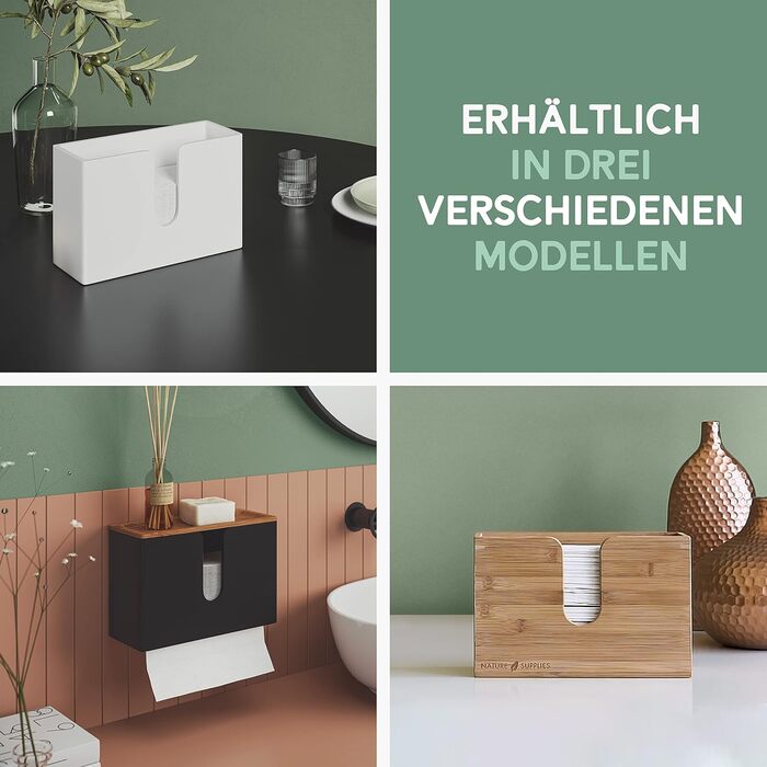 Nature Supplies Wooden Paper Towel Dispenser - Paper Towel Holder with Wall Mount or Tabletop Use, for C-, Z-, or Interfold-Folded Paper Towels