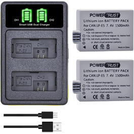 PowerTrust 2 шт. акумулятори LP-E5 та зарядний пристрій для Canon EOS 500D 1000D 450D, Rebel T1i, XS, XSi, KISS F, X3, X2
