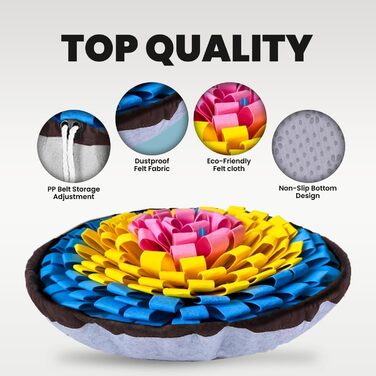 Килимок для собак PET ARENA Schnüffelteppich – килимок для нюхання, міцні матеріали, інтелектуальна іграшка, регульований розмір, можна прати (Рожевий, Жовтий, Синій)