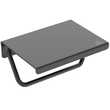 Тримач для туалетного паперу з кришкою Ideal Standard Alu+ з переробленого алюмінію, Silk Black, 150x114x95 мм