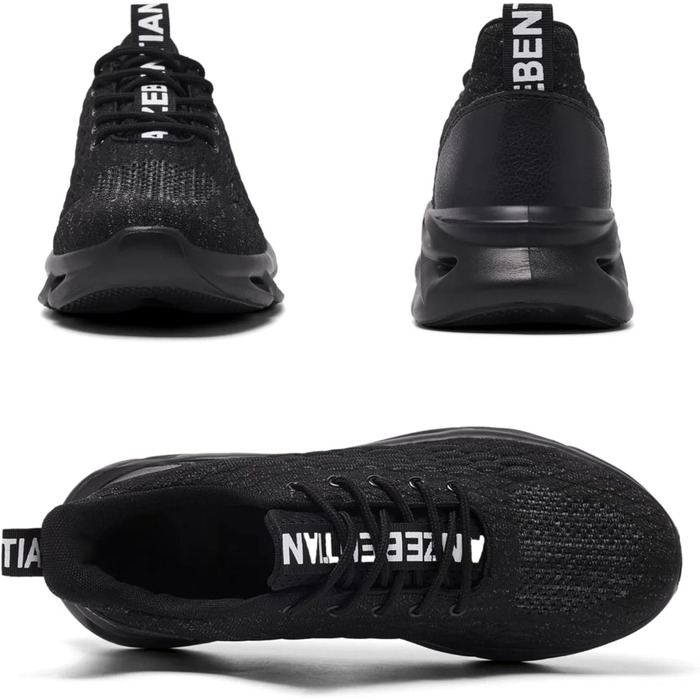Чоловічі кросівки для бігу, тенісу, фітнесу та повсякденного носіння. Легкі, дихаючі, чорні, 42 EU