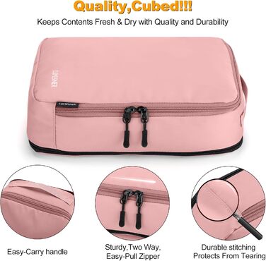 Органайзери для валізи: набір 8 шт. (рожевий, білий) - Packing Cubes для подорожей, косметичка