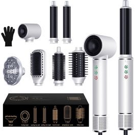 OKWRAP Airstyler Hair Styler Set 7 в 1: Фен, плойка, щітка для волосся, іонізація, 110000 об/хв, тиха робота
