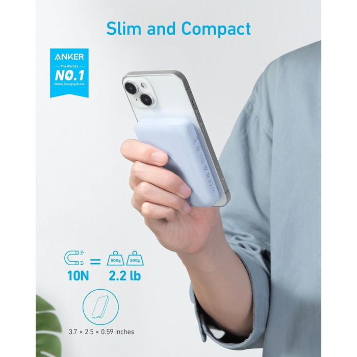 Anker PowerCore Magnetic 5K: Бездротова батарея 5000mAh для iPhone 17/16/15/14/13/12 (фіолетовий)