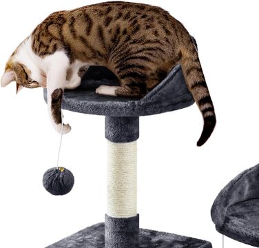 Кігтеточка для котів Yaheetech 206 см, XXL, стабільна, з мотузкою з сизалю, кошиком, гамаком, темно-сіра