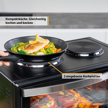 Міні-піч TZS First Austria 45L з плитами 3200W - піч для піци з антипригарним покриттям та 4 рівнями для запікання