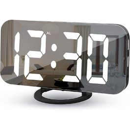 Цифровий годинник-дзеркало SZELAM з LED-дисплеєм 7 дюймів, 2 USB-роз'єми, функція відкладання, автоматичне регулювання яскравості, для дому