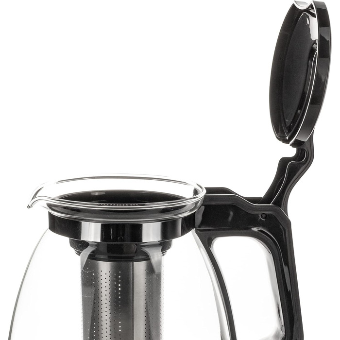 Скляний чайник T24 з ситом, 1250 мл (без підставки) - стійкий до високих температур, з нержавіючою сталлю, для заварювання листового чаю