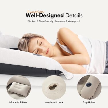 Надувний матрац RAPTAVIS Kingsize з підголівком та подушкою - ліжко для гостей, пляжу, кемпінгу
