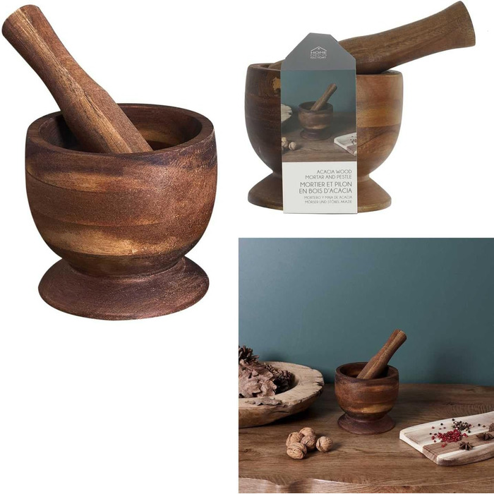 Морта та ступка з акації, 12 см - HOME DECO FACTORY