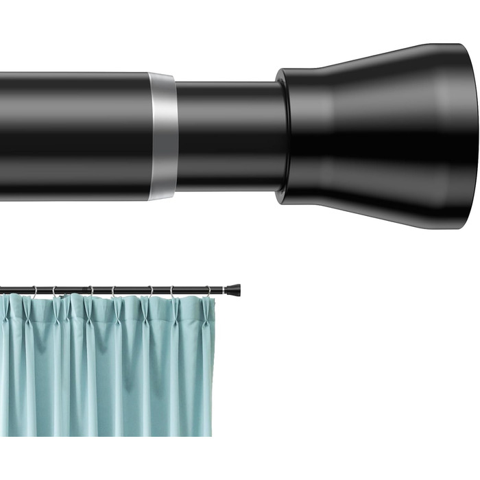 Штанга для штор без свердління AIZESI 70-120см, телескопічна, чорна, діаметр 22мм