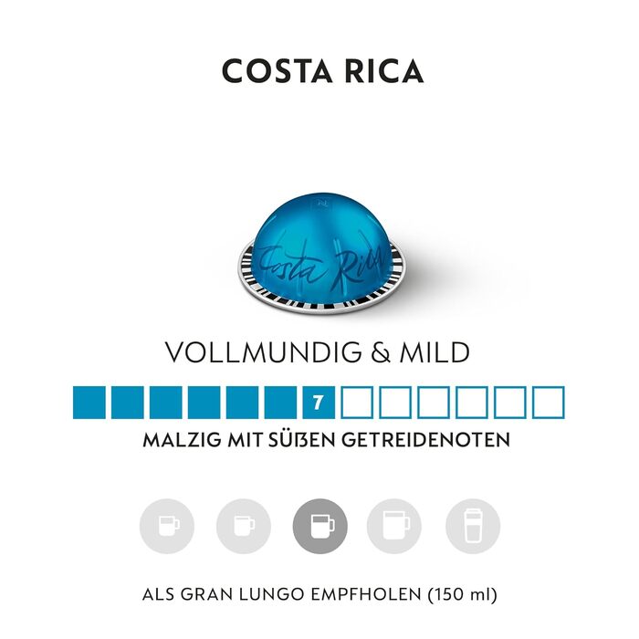 Кава Nespresso Vertuo Costa Rica | Арабіка з Коста-Ріки | 50 капсул | Сумісна з VERTUO