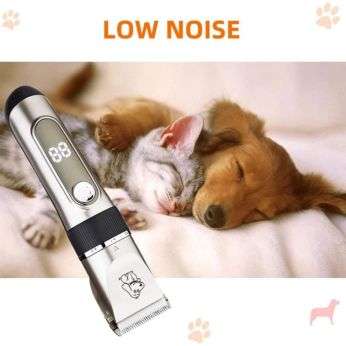 Професійна машинка для стрижки собак IPX7, водонепроникна, з LCD-дисплеєм, золота