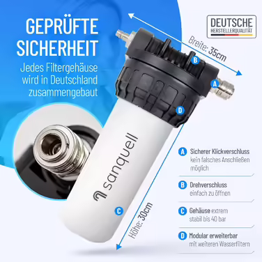 Premium Under-Sink Water Filter, 8 Liters/Minute, Removes 100 Contaminants, High Capacity, No Separate Faucet Needed, Sustainable Design, Made in Germany