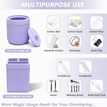 Набір аксесуарів для ванної кімнати XLHOMO з акрилу, 5 шт: дозатор для лосьйону/мила, тримач для зубних щіток, чашка для ванної, тримач для ватних паличок та піднос для туалетного столика, органайзер для дому, світло-фіолетовий